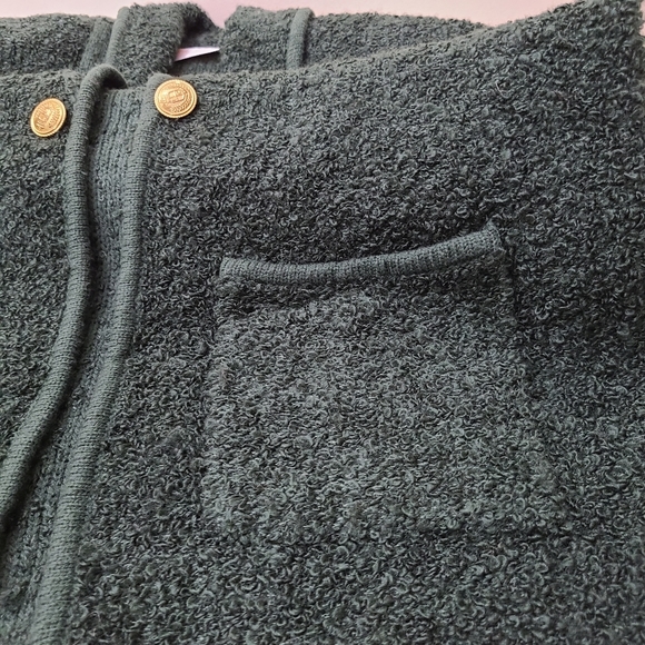 Traditions Women’s Vintage Green Open Poodle Knit Cardigan Size M Cozy Retro - Picture 5 of 8